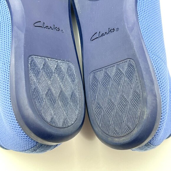 Clarks Womens Size 10 10M Blue Knit Slip On Ballet Flats Comfort Shoes - Picture 12 of 13